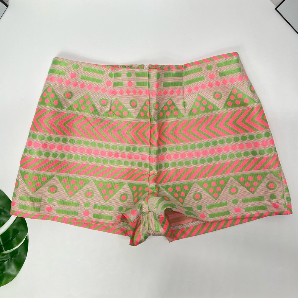 Aztec Tribal Print Shorts Geo Southwestern Warrior Boho AKA Pink Green Bottoms